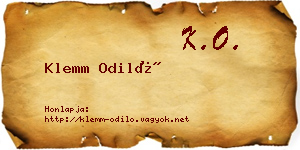 Klemm Odiló névjegykártya